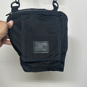 Compact Black Messenger Bag with Durable Fabric